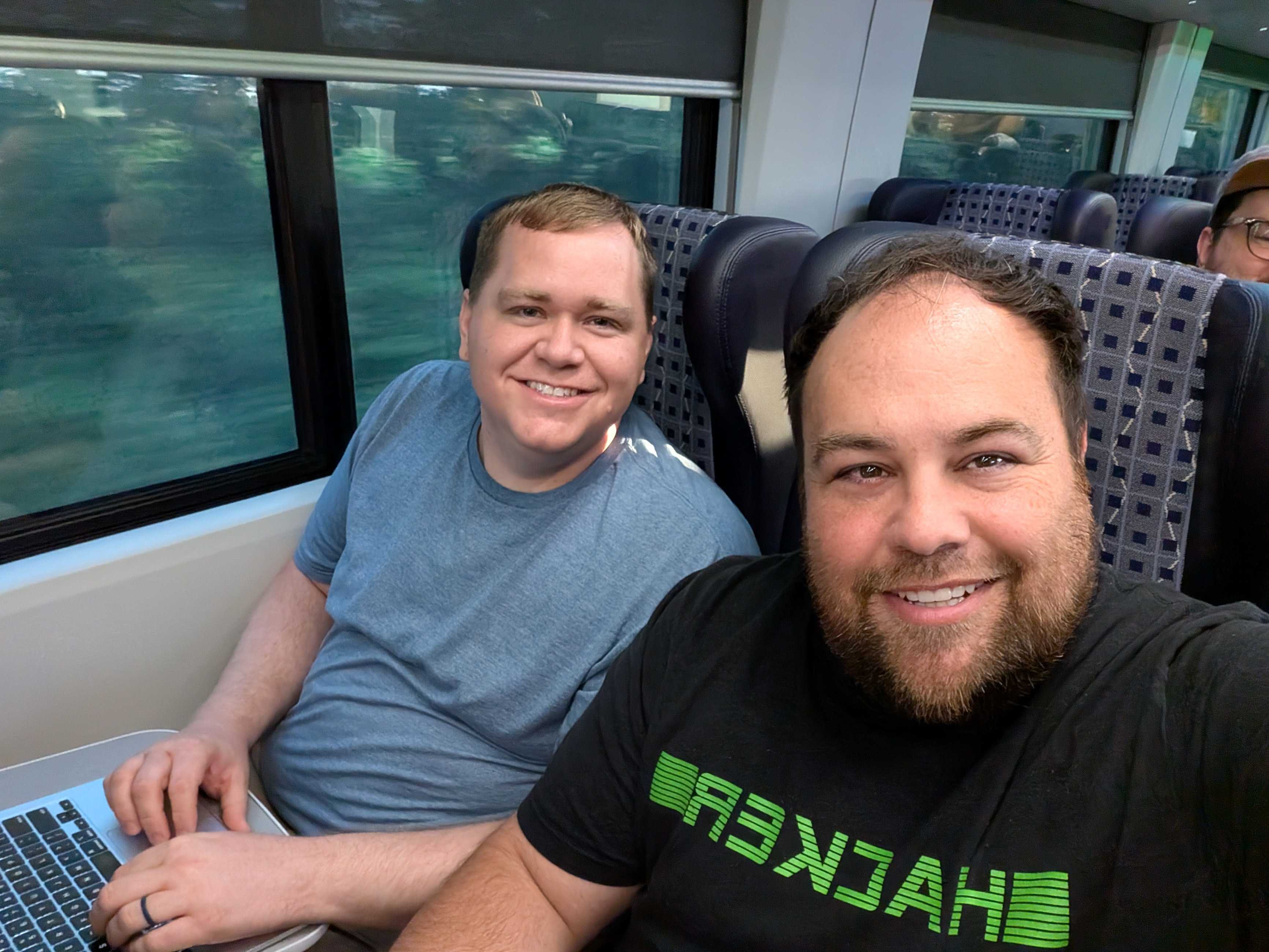 Mike Kunz and Adam Schaal on the train